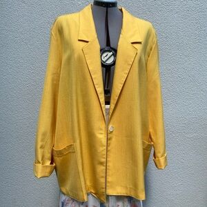 Unlined Plus Size Alfred Dunner Gold Linen Lightweight Women’s Blazer size 20